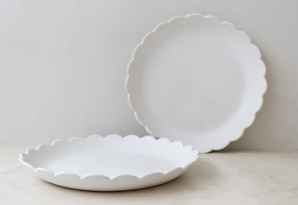 Ceramic stone scalloped bowl