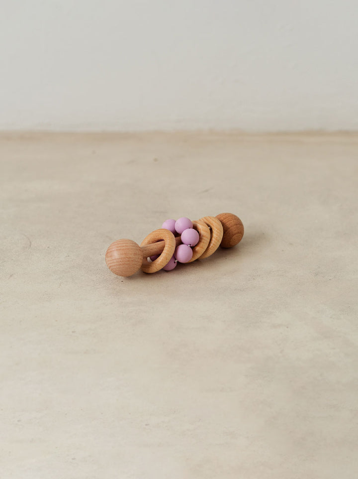 Trend{ING}s Children's Wooden Colourful Teething Rattle with purple beads