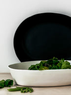 Oval stone serving bowl