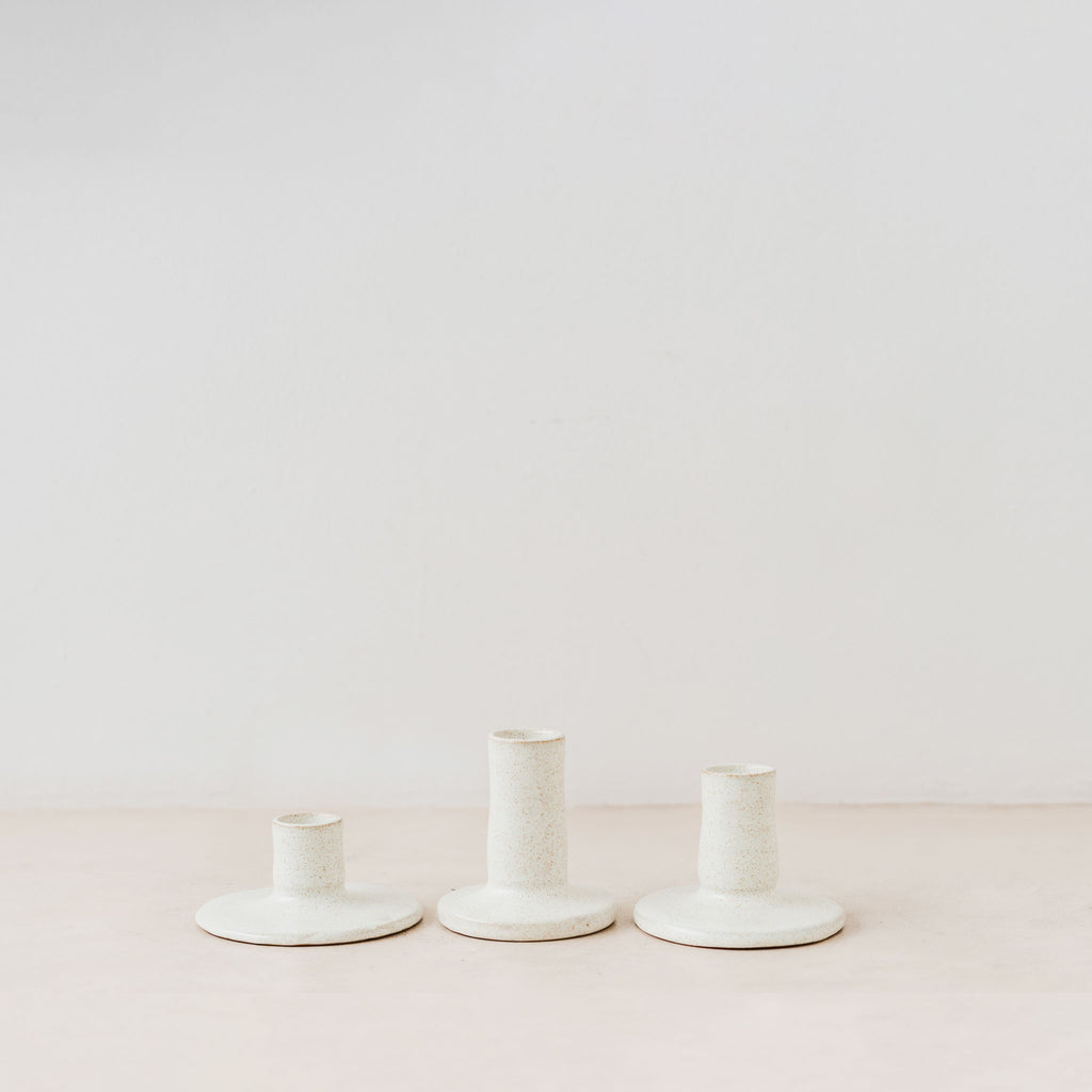 Trend{ING}s Stone matte ceramic candle holders - all 3 sizes standing together 
