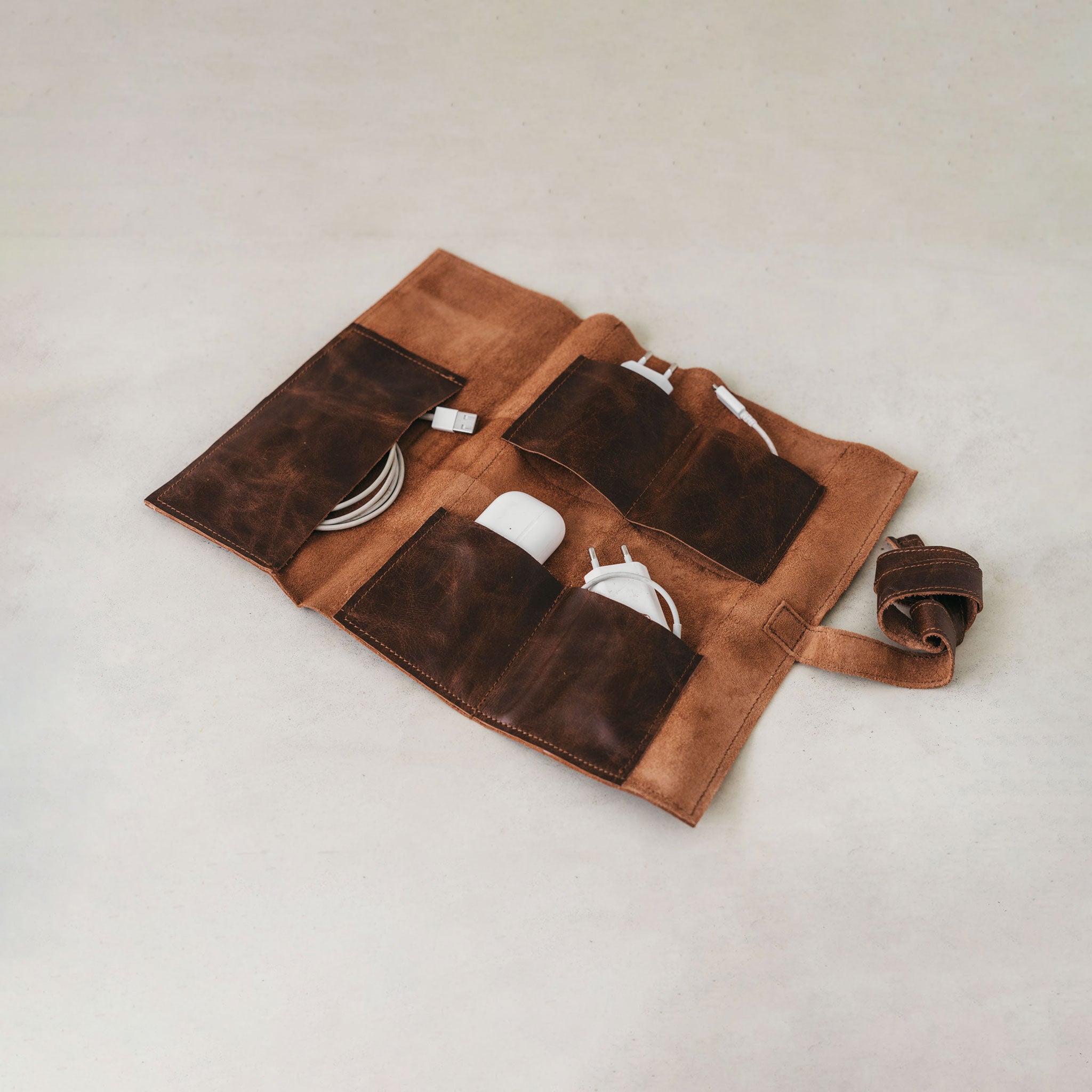 Leather cable organizer