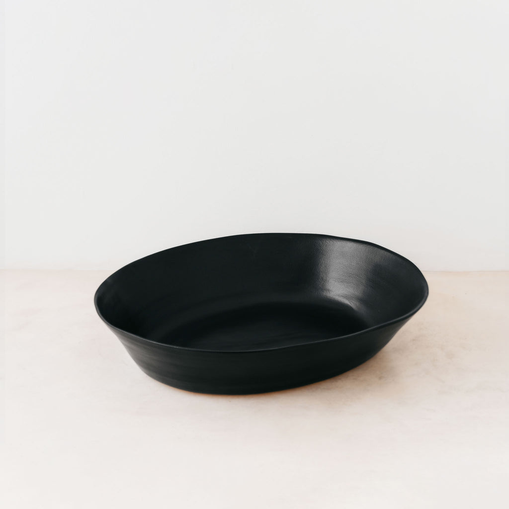 Oval stone serving bowl